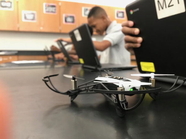 Students with drone