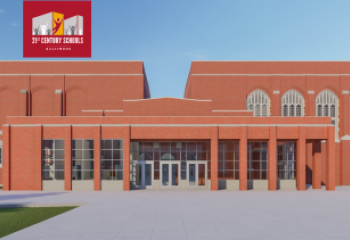 A rendering of the proposed new Douglass High School exterior